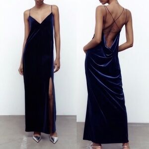 Zara Blue Velvet Dress